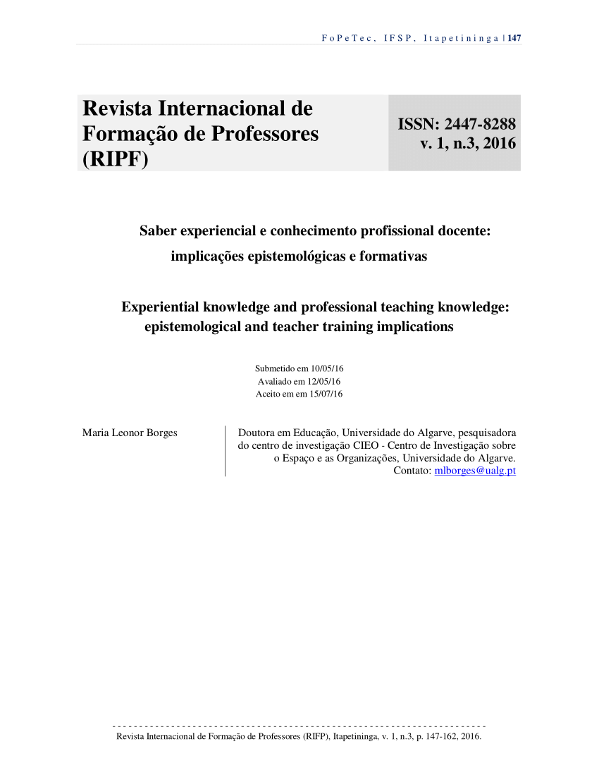 PDF) Experiências de formação em educação: implicações da pesquisa para o  desenvolvimento profissional (2019)