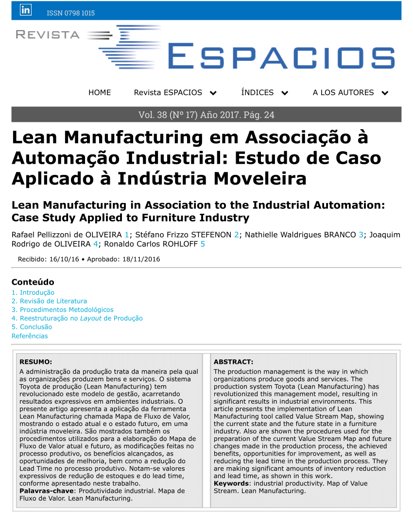 Lean Manufacturing aplicado à indústria de produção