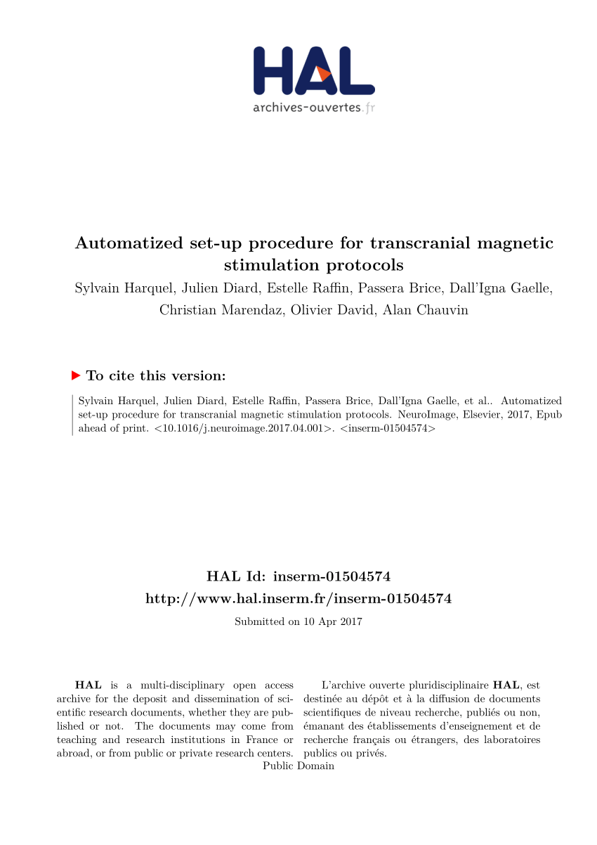 Pdf Automatized Set Up Procedure For Transcranial Magnetic Stimulation Protocols