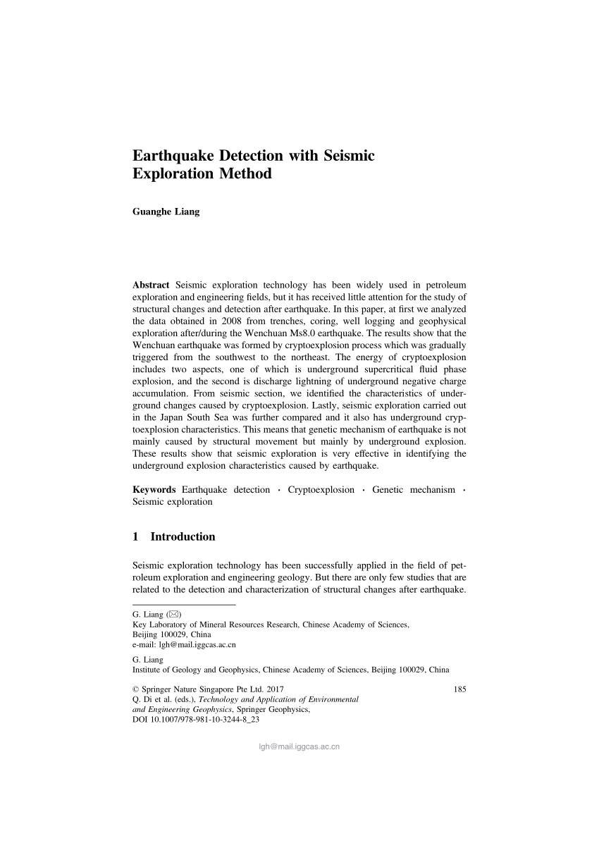 research paper earthquake detection