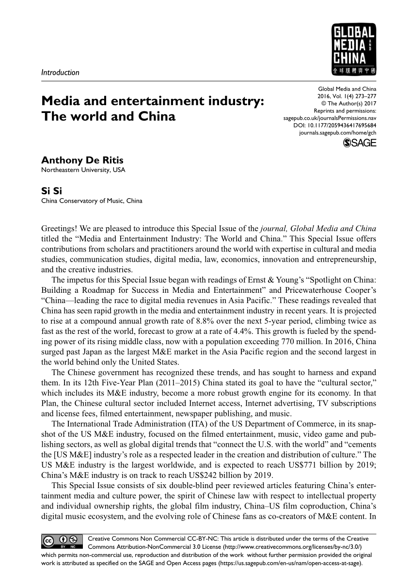 research articles on entertainment industry