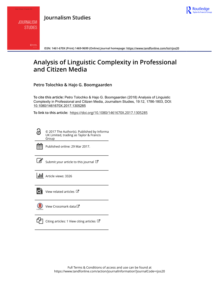 PDF) Analysis of Linguistic Complexity in Professional and Citizen Media