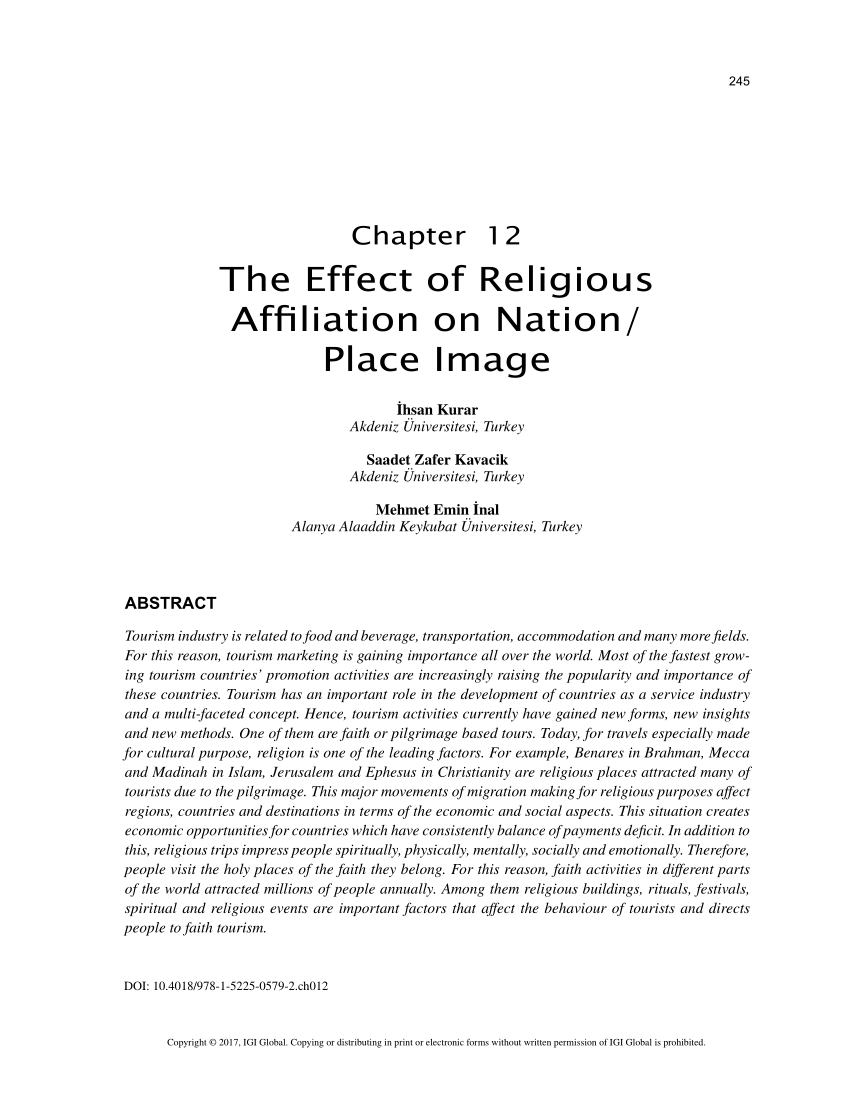 pdf the effect of religious affiliation on nation place image