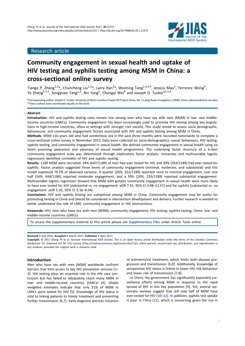 Pdf Community Engagement In Sexual Health And Uptake Of Hiv Testing 