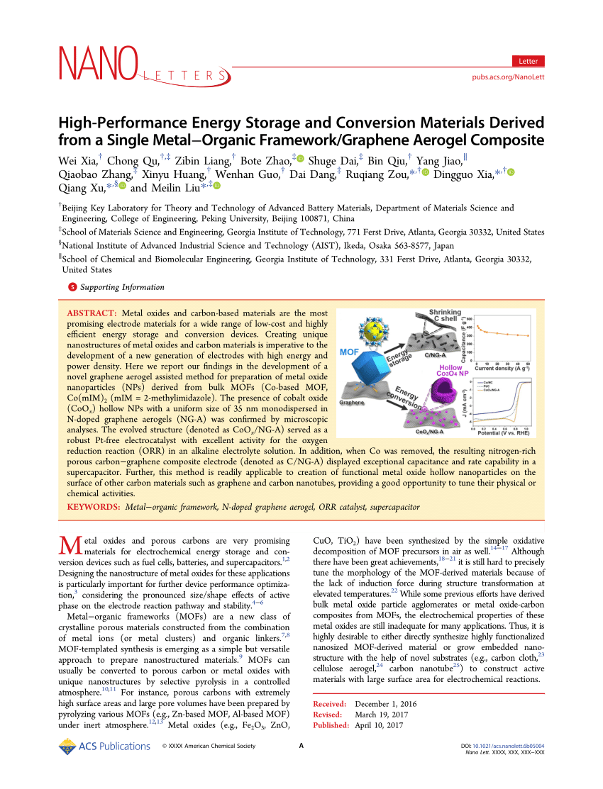 (PDF) High-Performance Energy Storage and Conversion Materials Derived