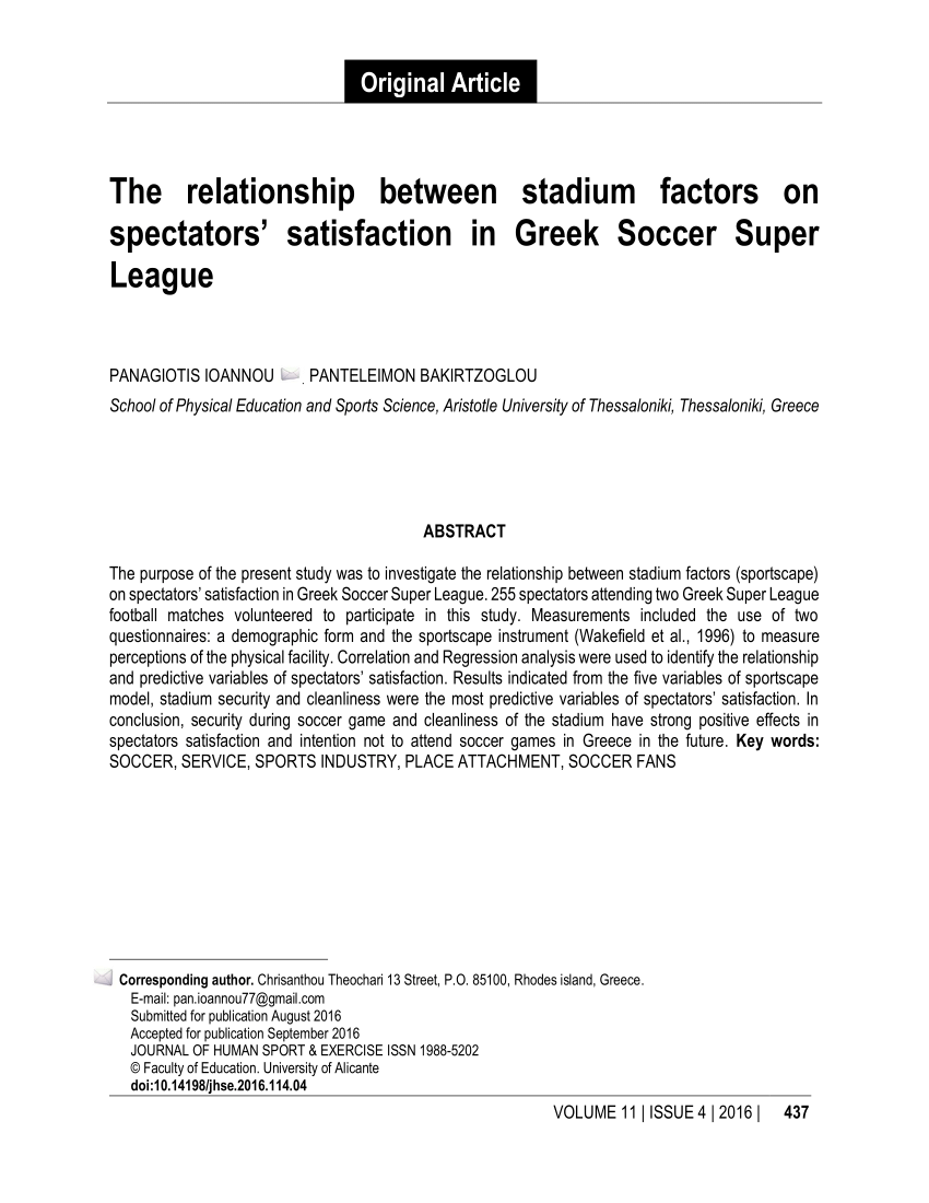 Pdf The Relationship Between Stadium Factors On Spectators
