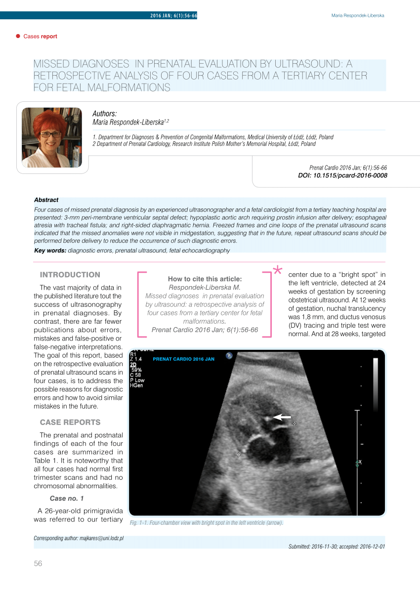 Pdf Cases Report Missed Diagnoses In Prenatal Evaluation By Ultrasound A Retrospective Analysis Of Four Cases From A Tertiary Center For Fetal Malformations