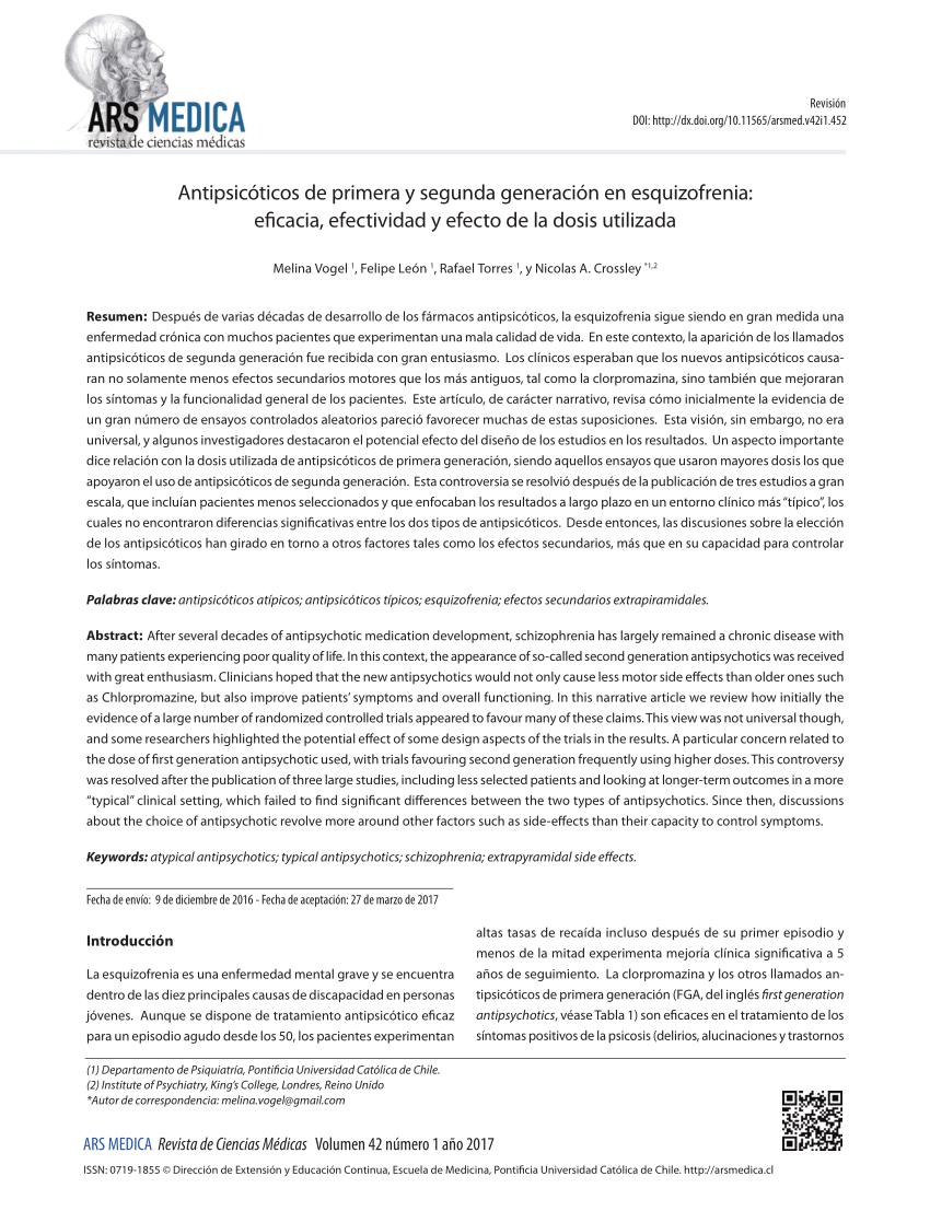 PDF) Antipsicóticos de primera y segunda generación en esquizofrenia:  eficacia, efectividad y efecto de la dosis utilizada