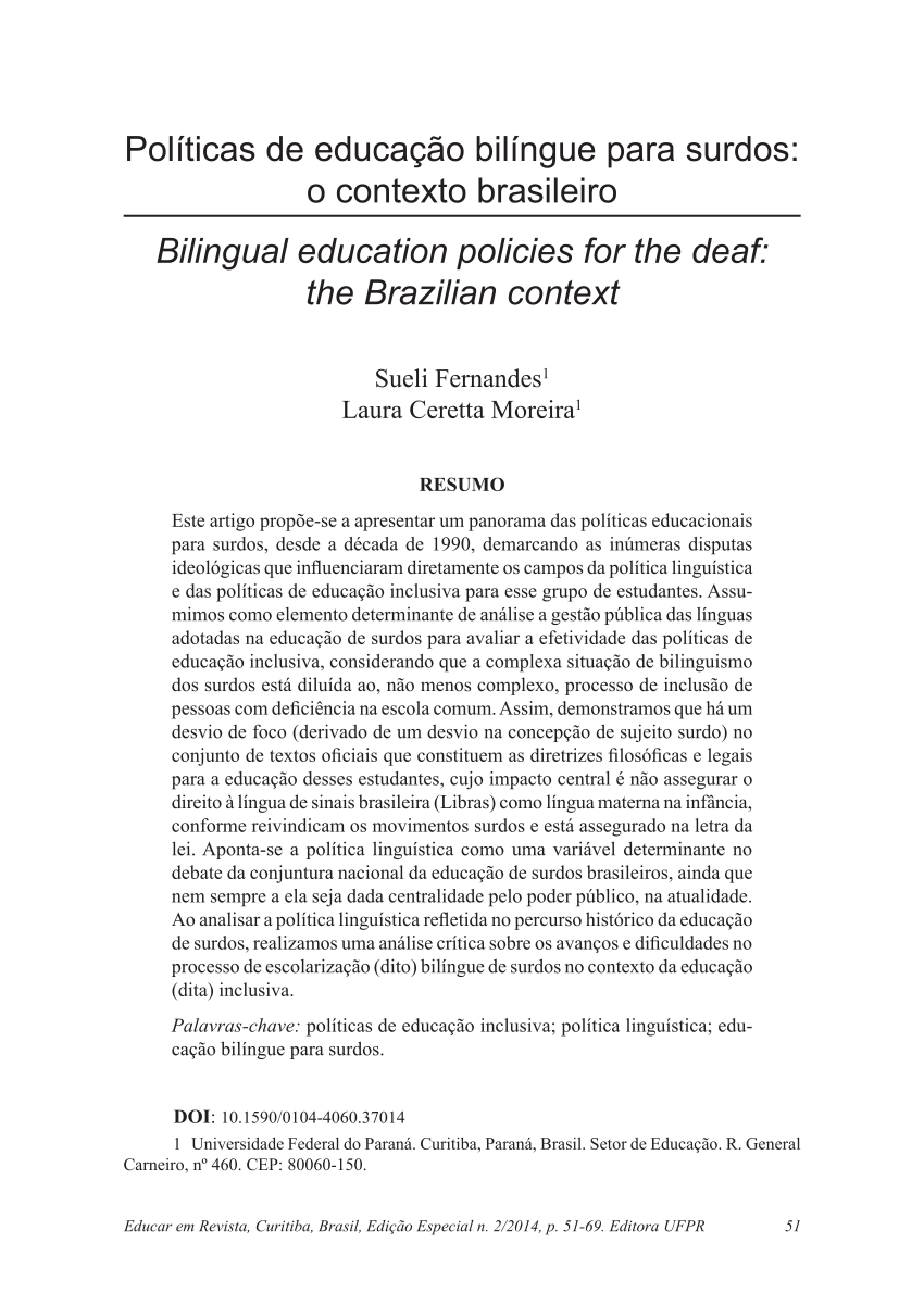 PDF) CONTEXTOS HISTÓRICOS DA EDUCAÇÃO DE SURDOS NO BRASIL