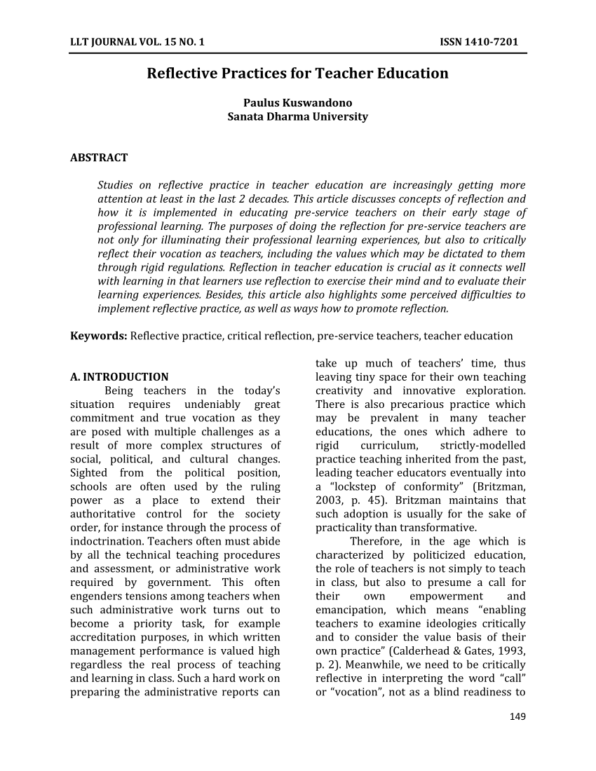 PDF) Reflective Practices for Teacher Education With Inspired Educators Inc Worksheet Answers