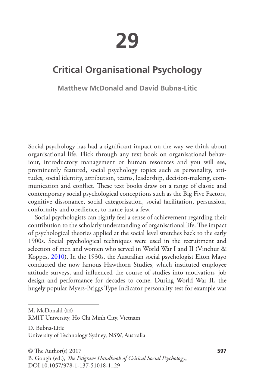 organisational psychology thesis