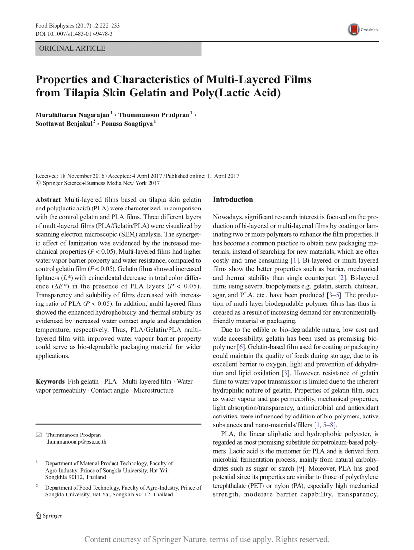 Scheme for development of gelatin and PLA films, PLA/Gelatin/PLA