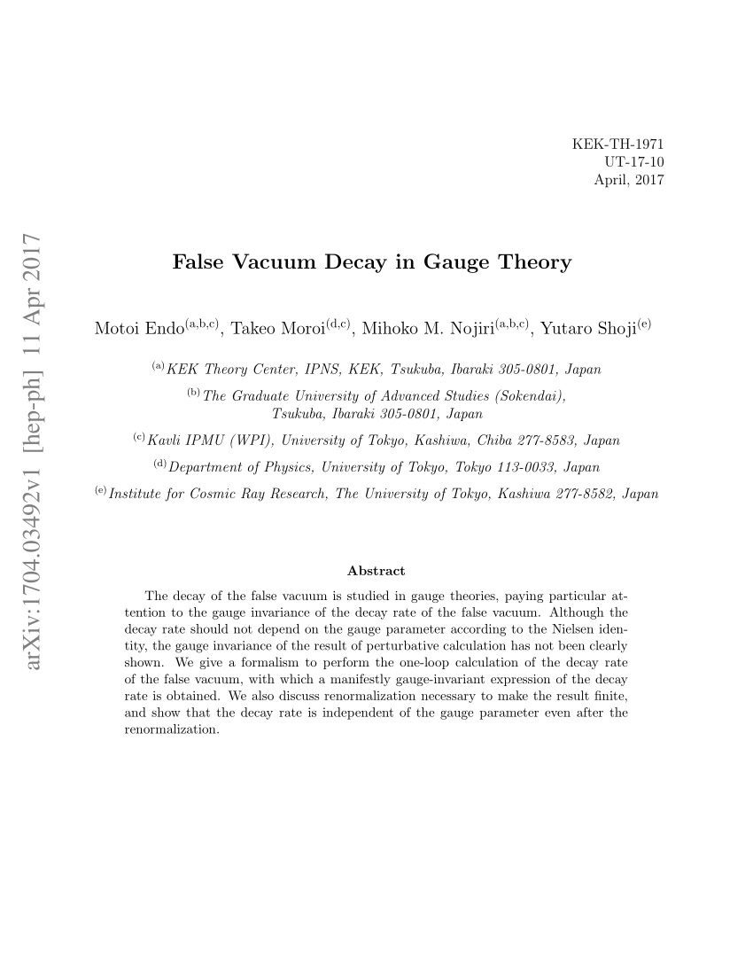 (PDF) False Vacuum Decay in Gauge Theory