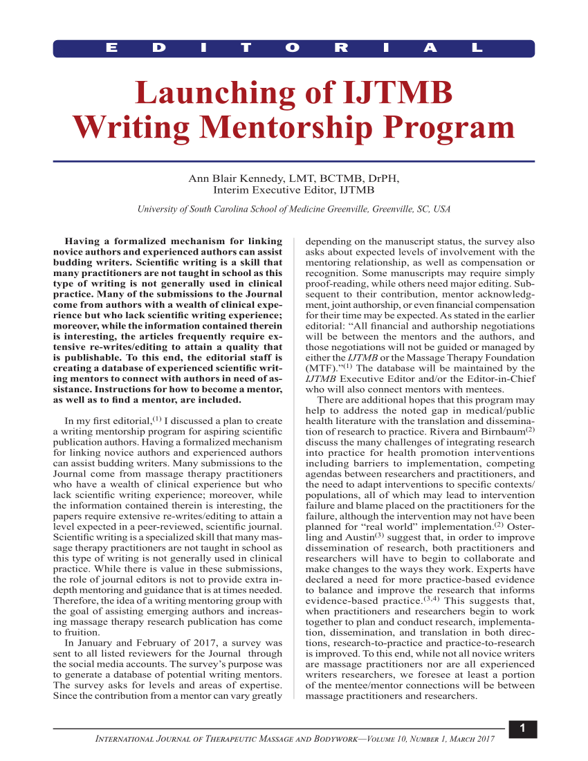 (PDF) Launching of IJTMB Writing Mentorship Program