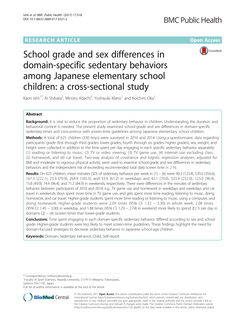 Xxx 8th Class Student - PDF) School grade and sex differences in domain-specific sedentary ...