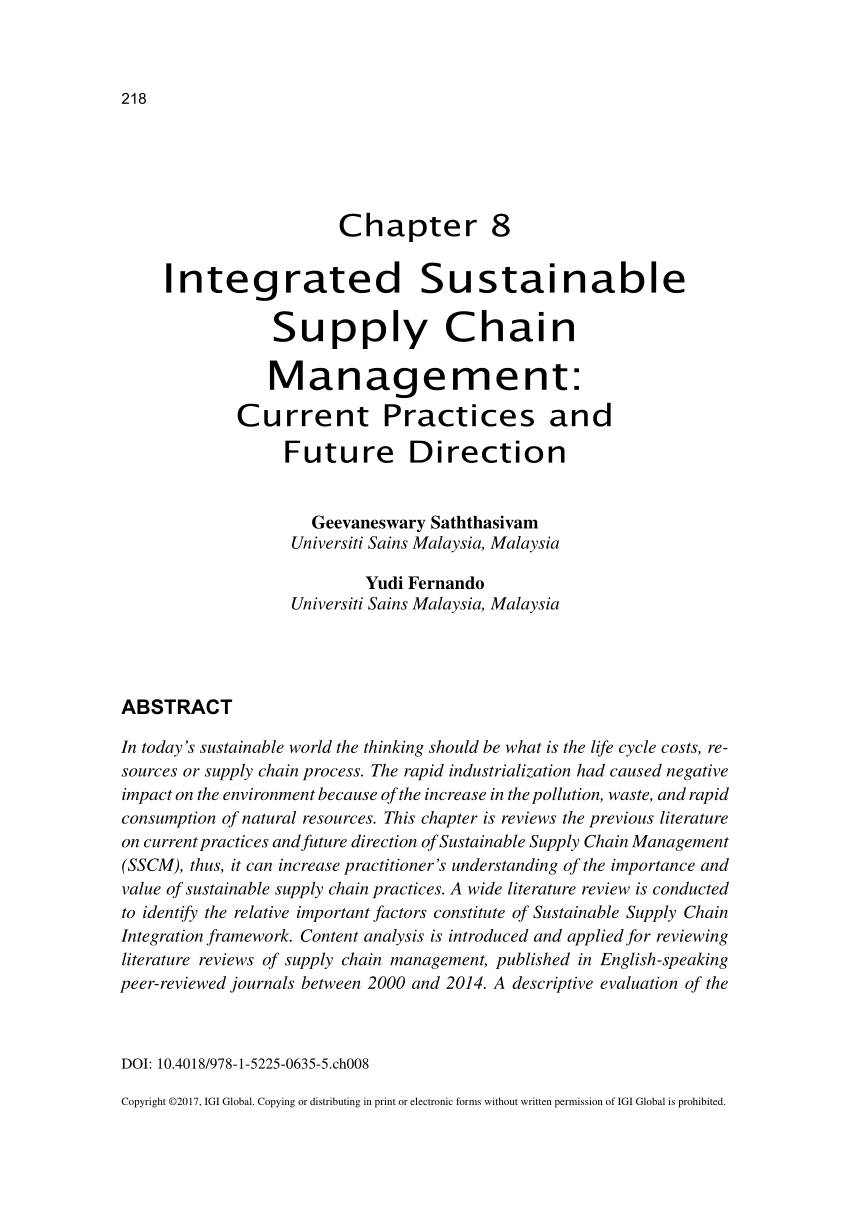 research paper sustainable supply chain management