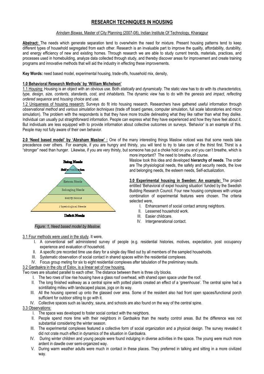 research paper about housing project