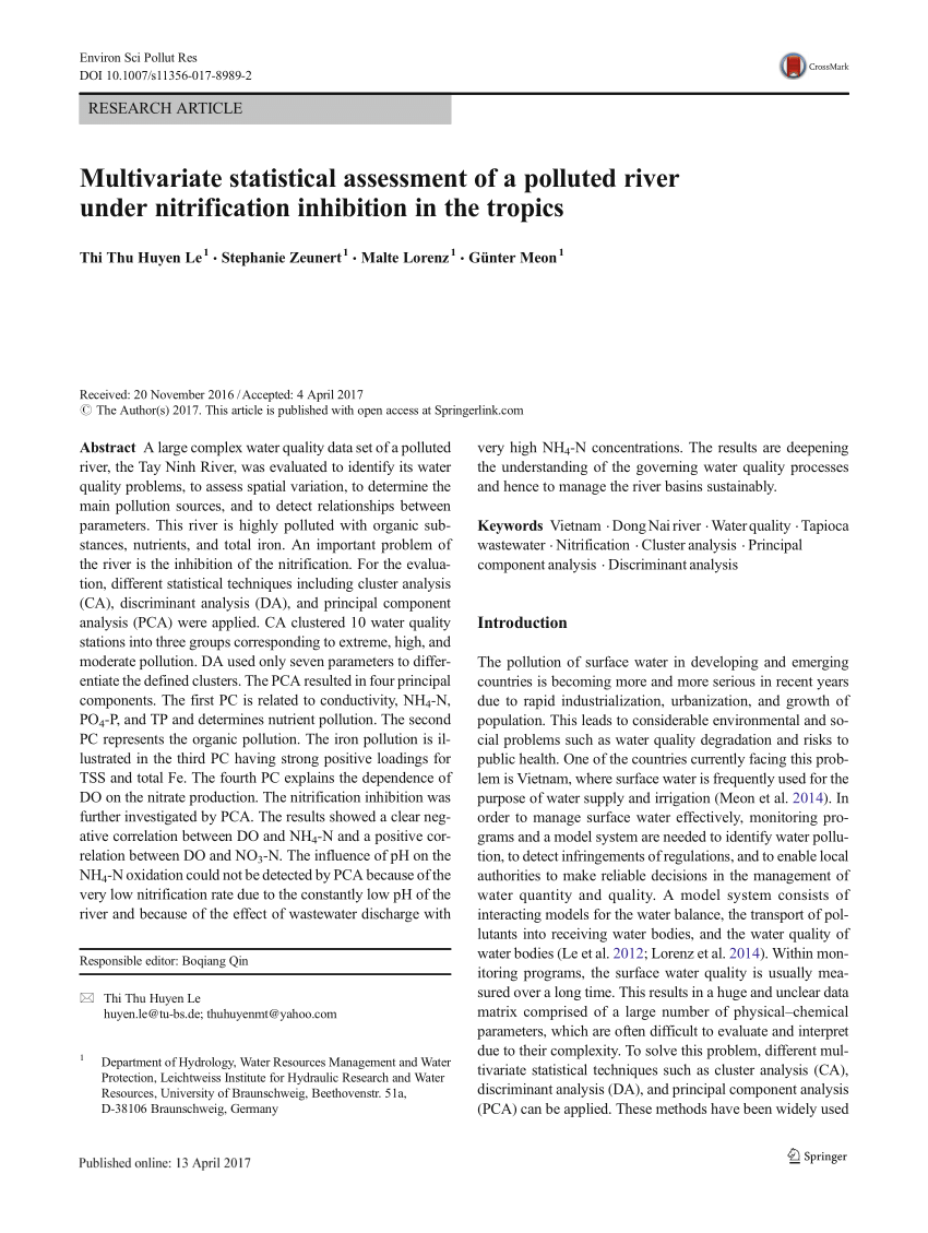 (PDF) Multivariate statistical assessment of a polluted river under 