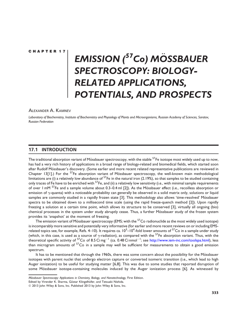 Pdf Emission 57co Mössbauer Spectroscopy Biologyrelated - 