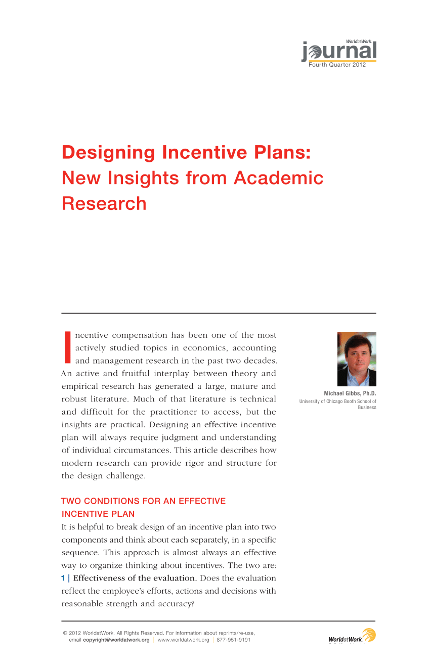 Pdf Designing Incentive Plans New Insights From Academic Research