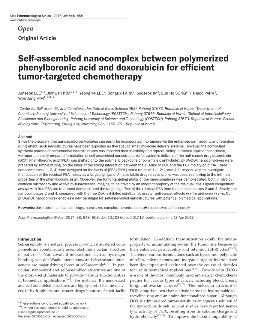 PDF) Self-assembled nanocomplex between polymerized phenylboronic 