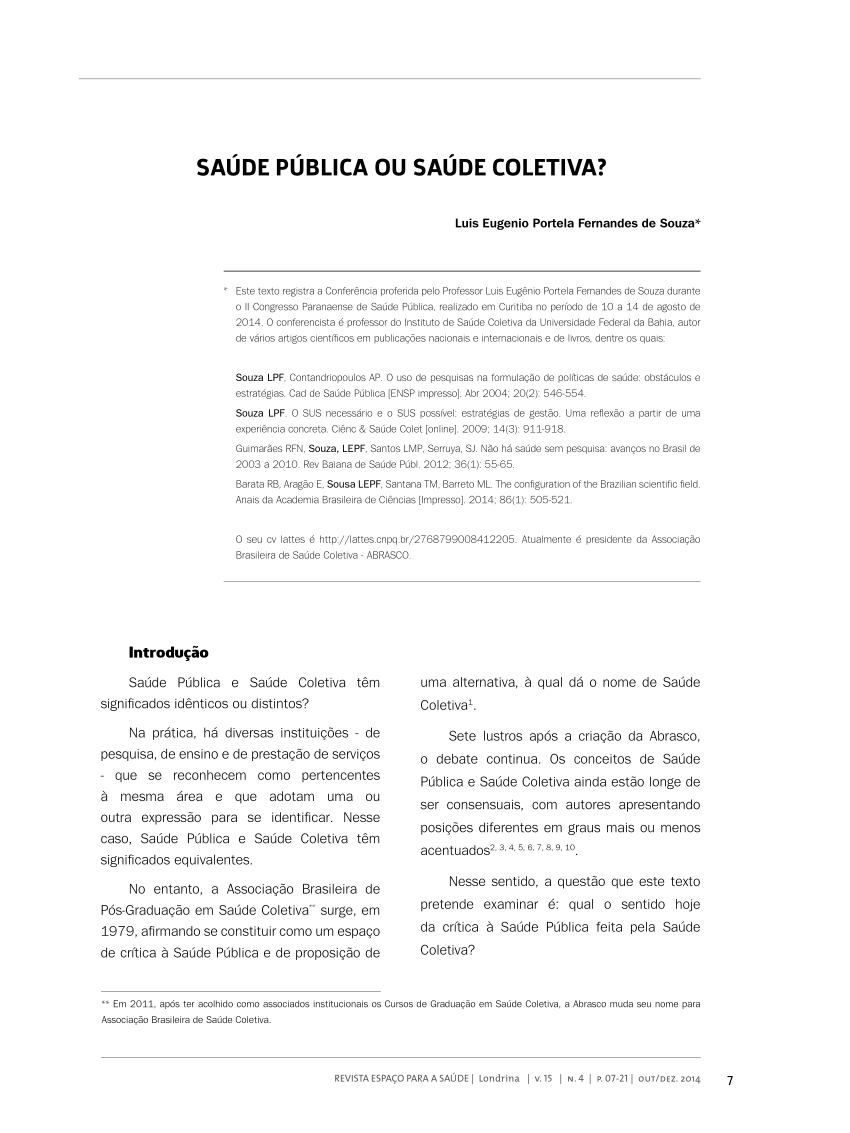 Pdf Saúde Pública Ou Saúde Coletiva 2938