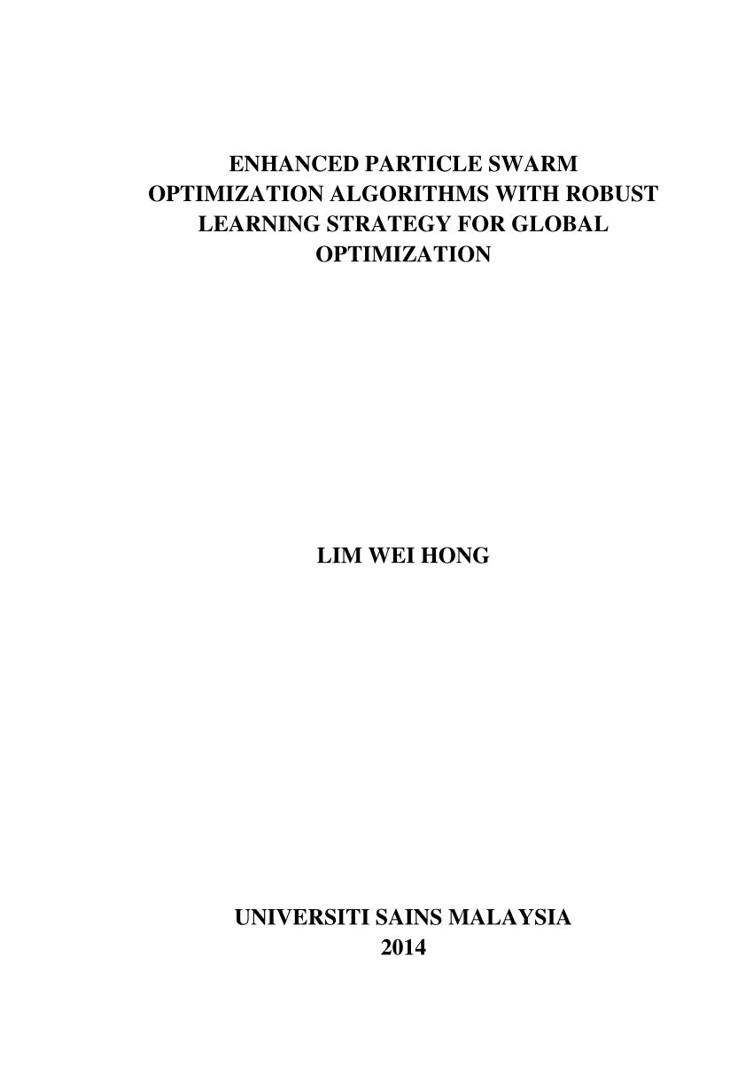 An analysis of particle swarm optimizers phd thesis