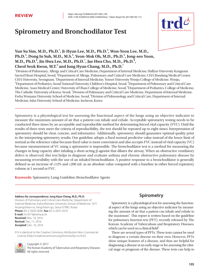 (PDF) Spirometry and Bronchodilator Test