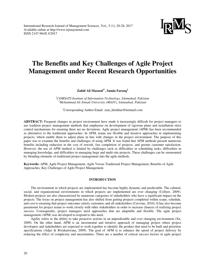 agile project management thesis pdf