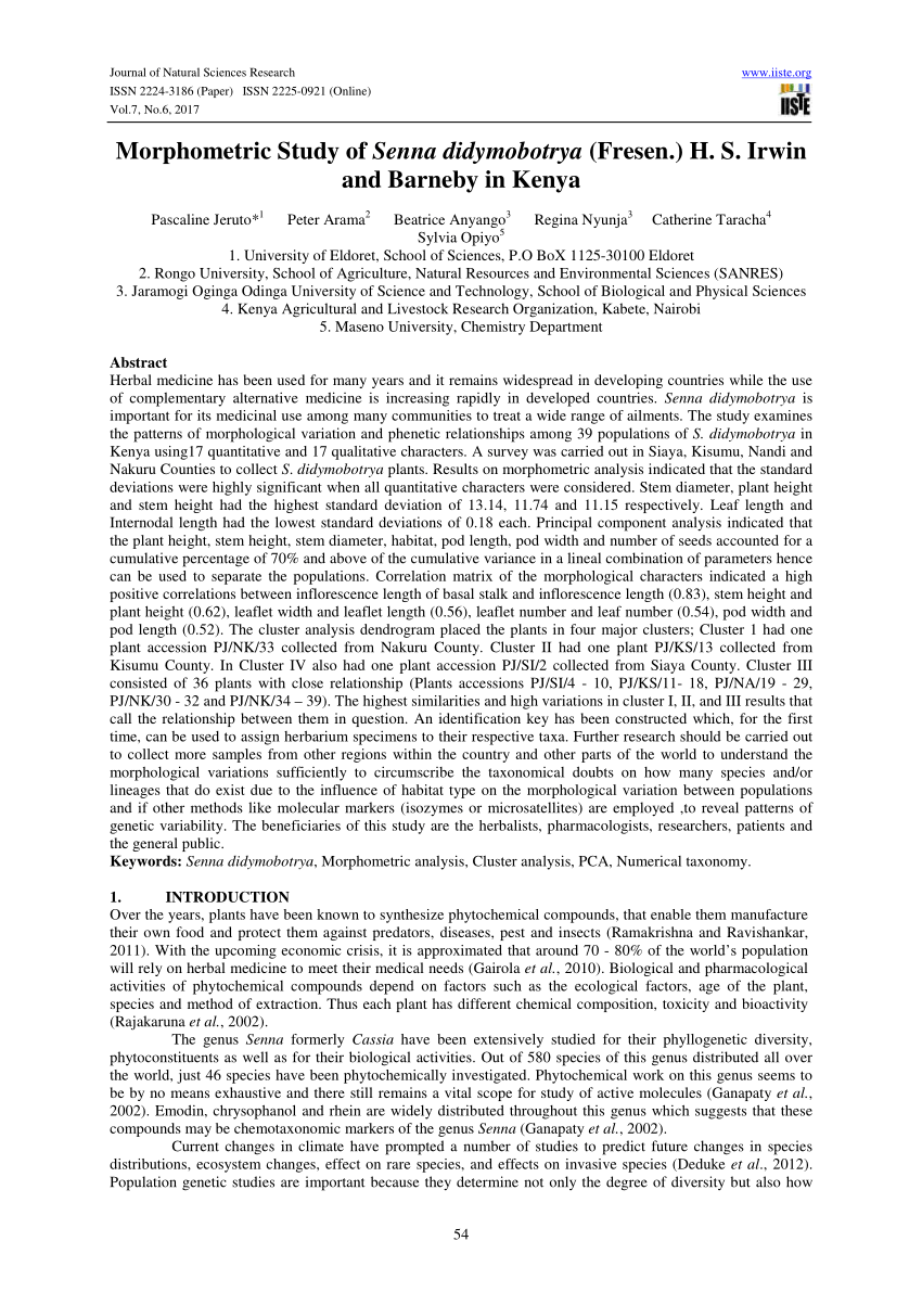 PDF Morphometric Study of Senna didymobotrya Fresen. H. S