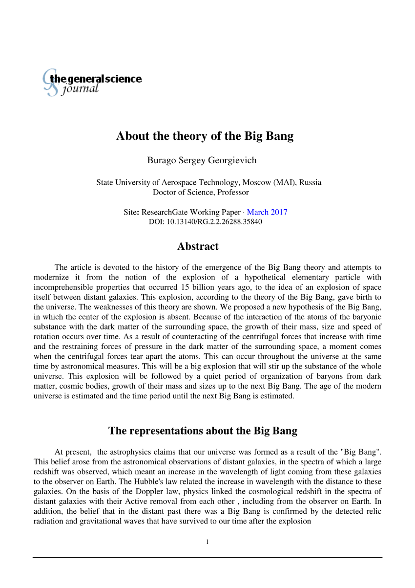 research about big bang theory pdf