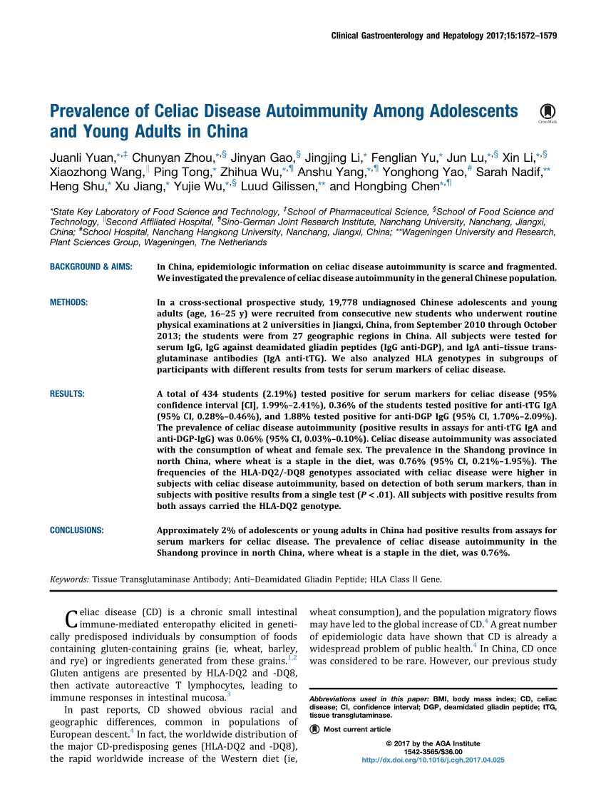 Pdf Prevalence Of Celiac Disease Autoimmunity Among