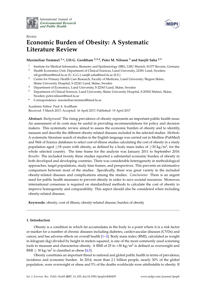 obesity literature review example