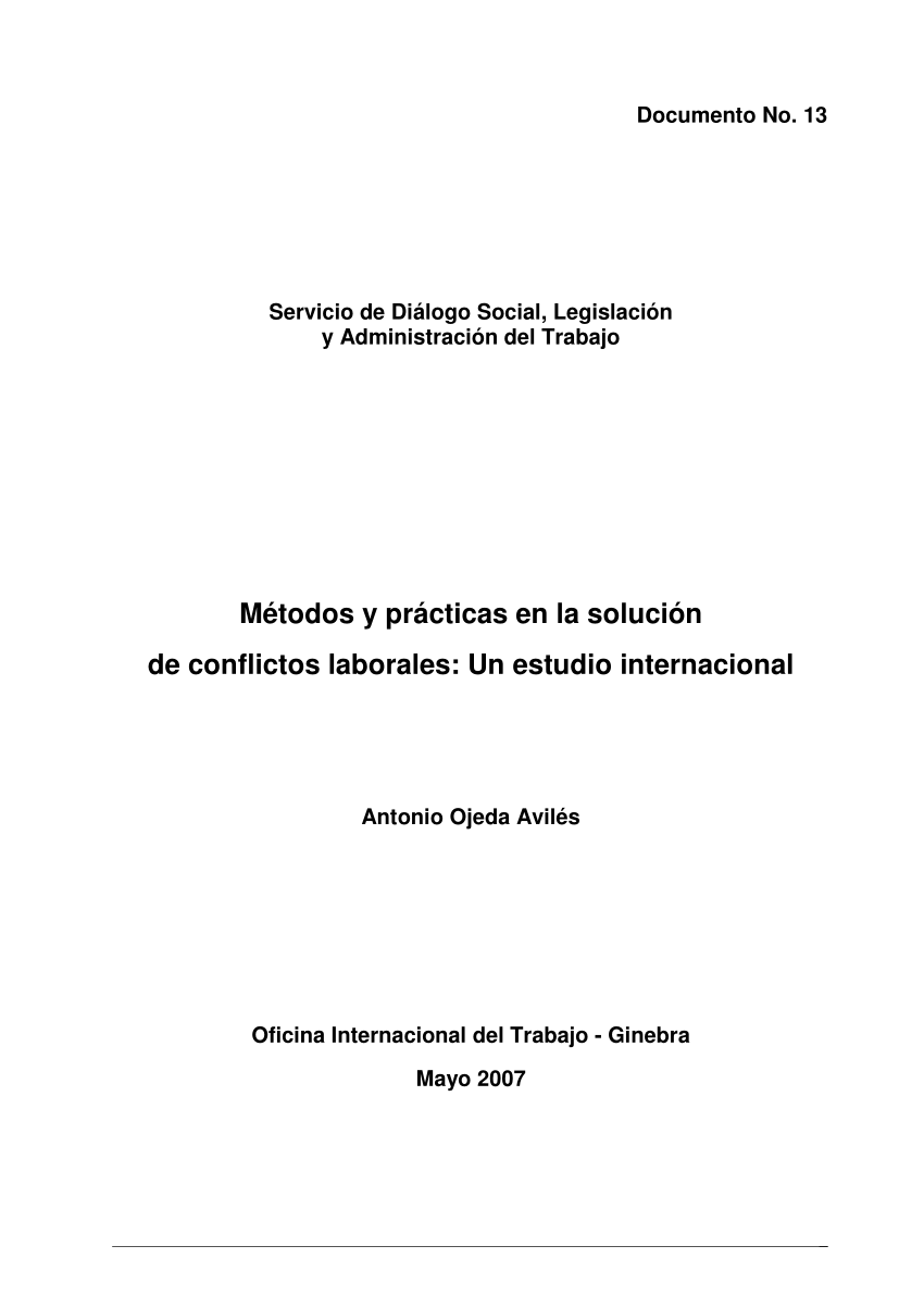 Parlamento Cereal la carretera PDF) Métodos y prácticas en las solución de conflictos laborales: Un  estudio internacional