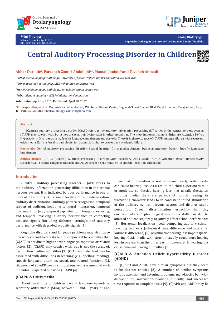 auditory processing disorder test online child