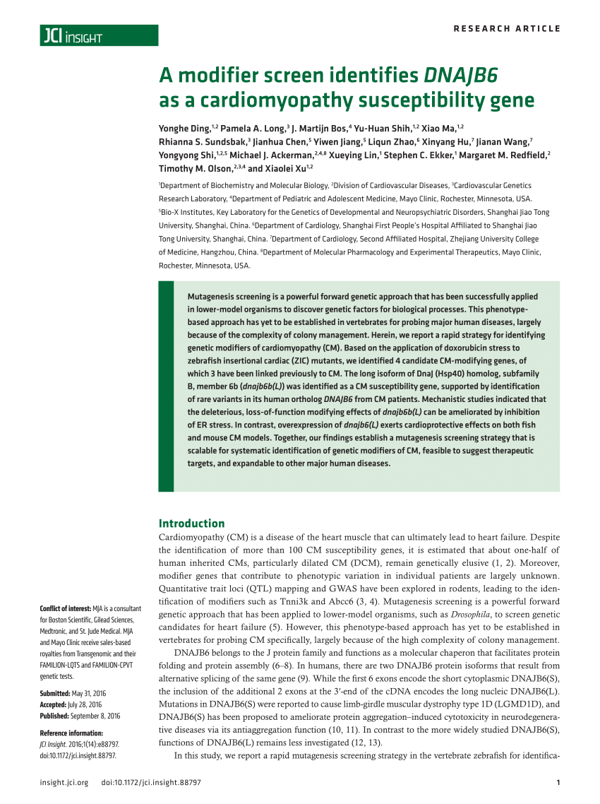PDF) A modifier screen identifies DNAJB6 as a cardiomyopathy ...