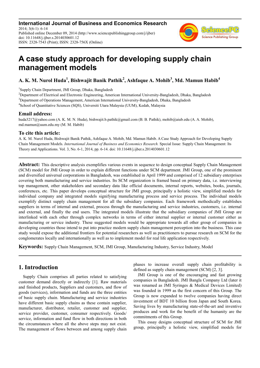 supply chain management a case study approach