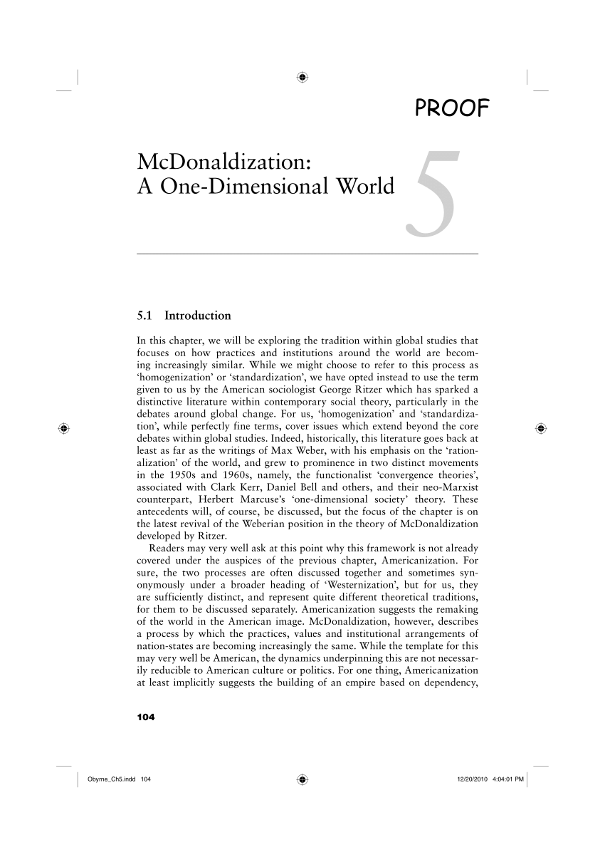 PDF) McDonaldization: A One-Dimensional World