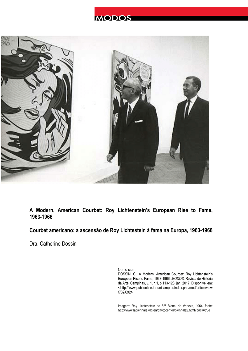Pdf A Modern American Courbet Roy Lichtenstein S European Rise To Fame 1963 1966 Modos Revista 1 1 January April 2017 113 125