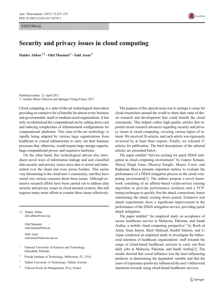 security and privacy in cloud computing research papers