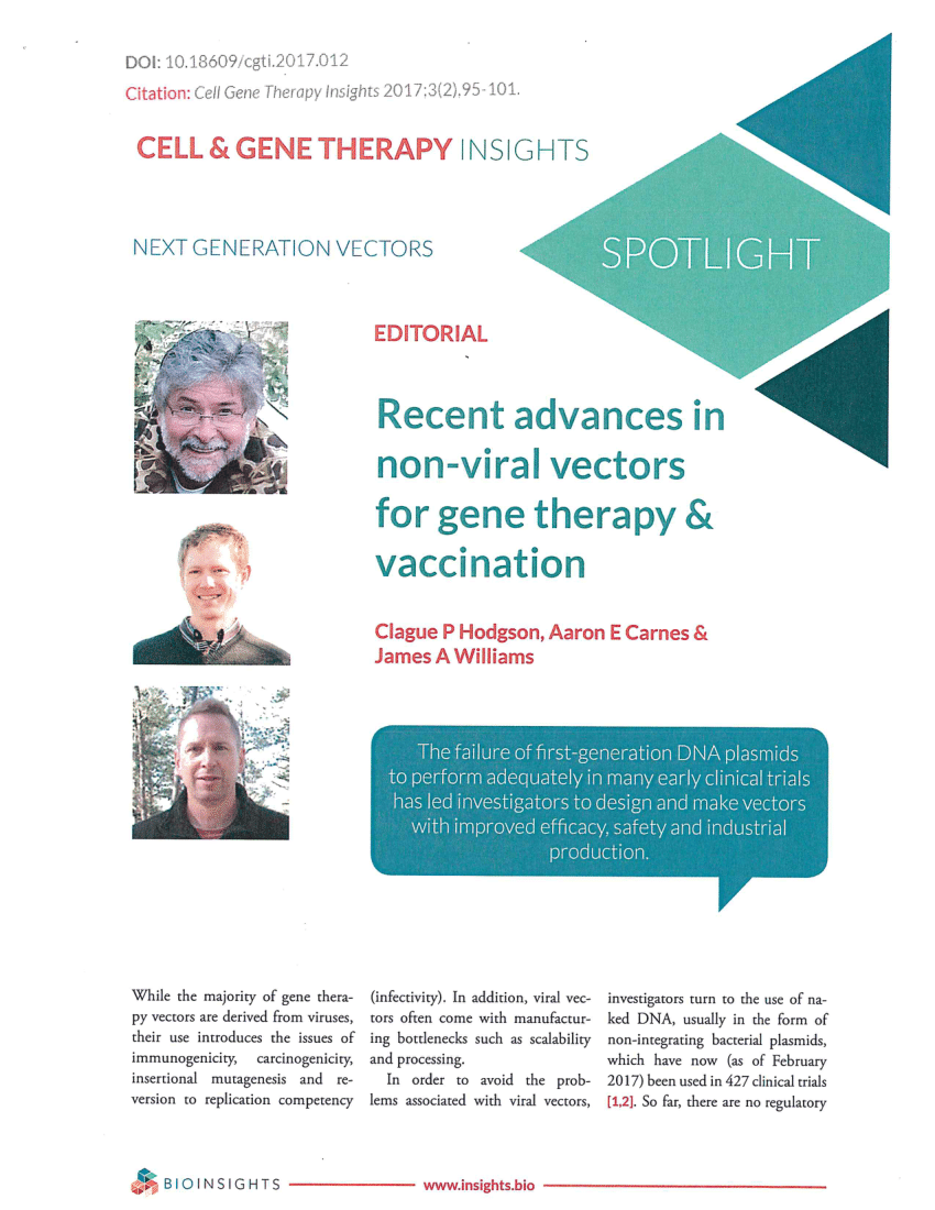 (PDF) Recent advances in non-viral vectors for gene therapy & DNA