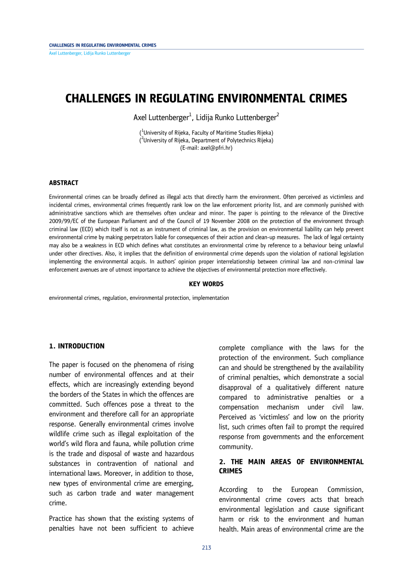 environmental crimes research paper