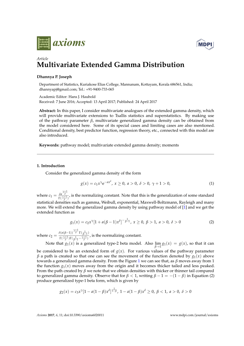 Pdf Multivariate Extended Gamma Distribution