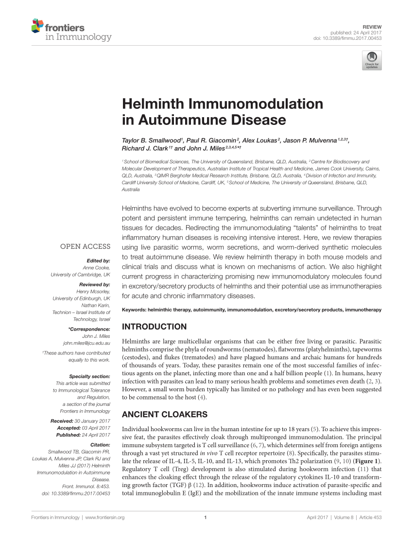 helminth immunomodulation in autoimmune disease