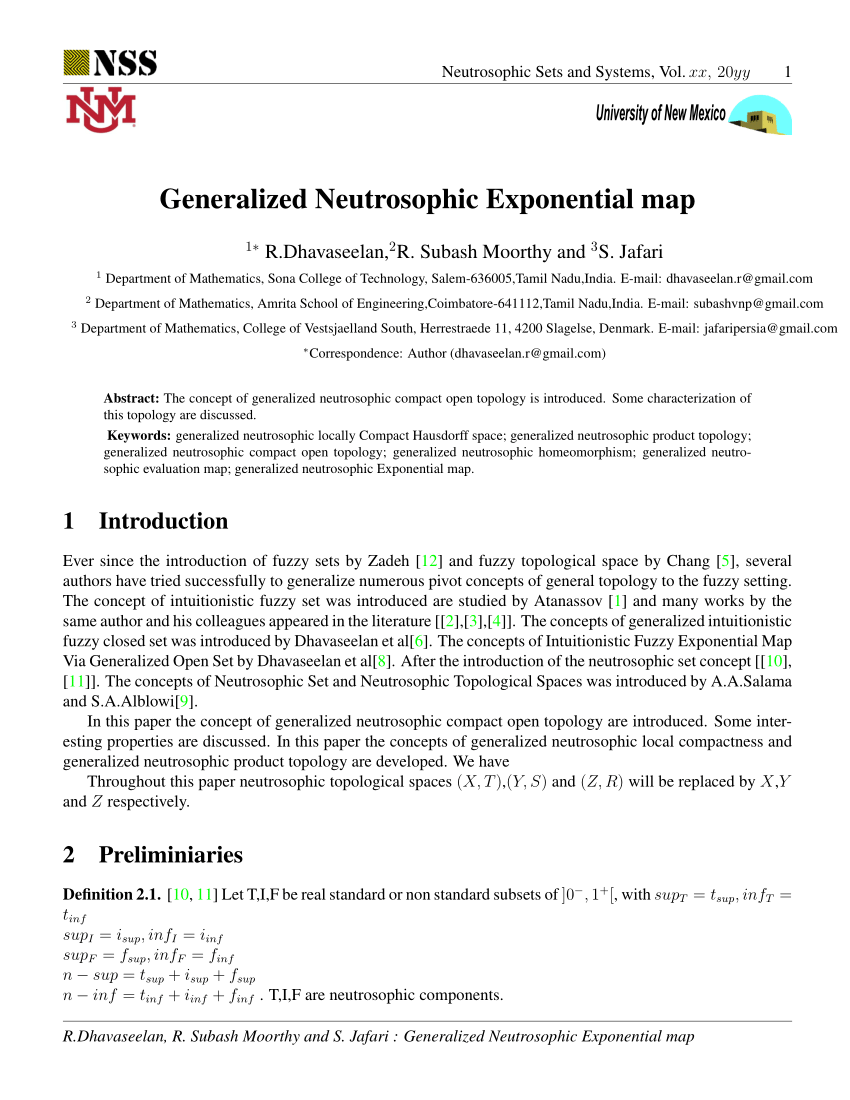 Pdf Generalized Neutrosophic Exponential Map