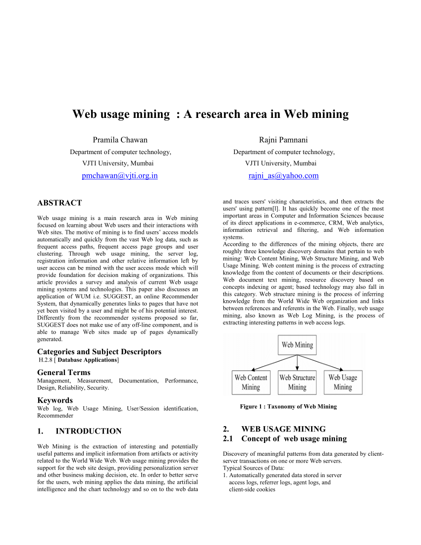 research paper web usage mining