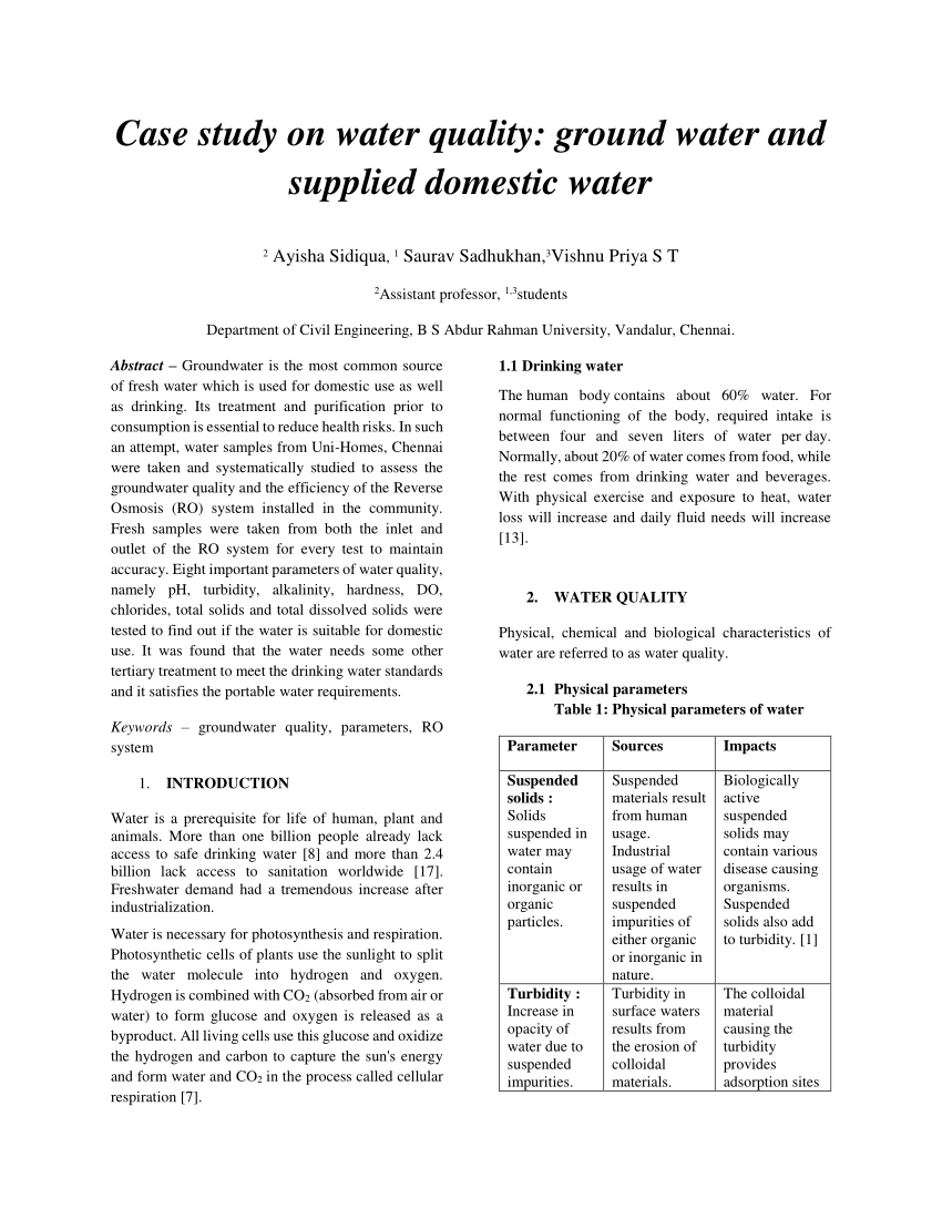 case study on water consumption