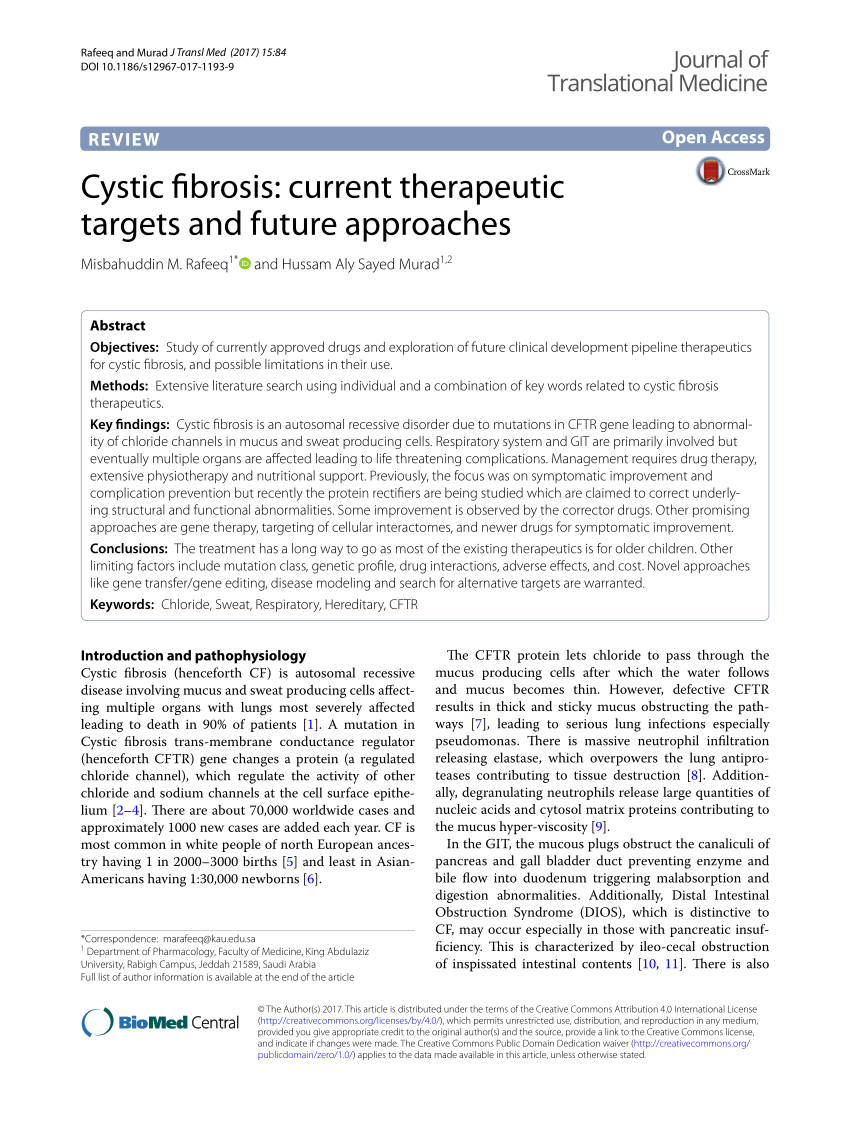 sample cystic fibrosis research paper