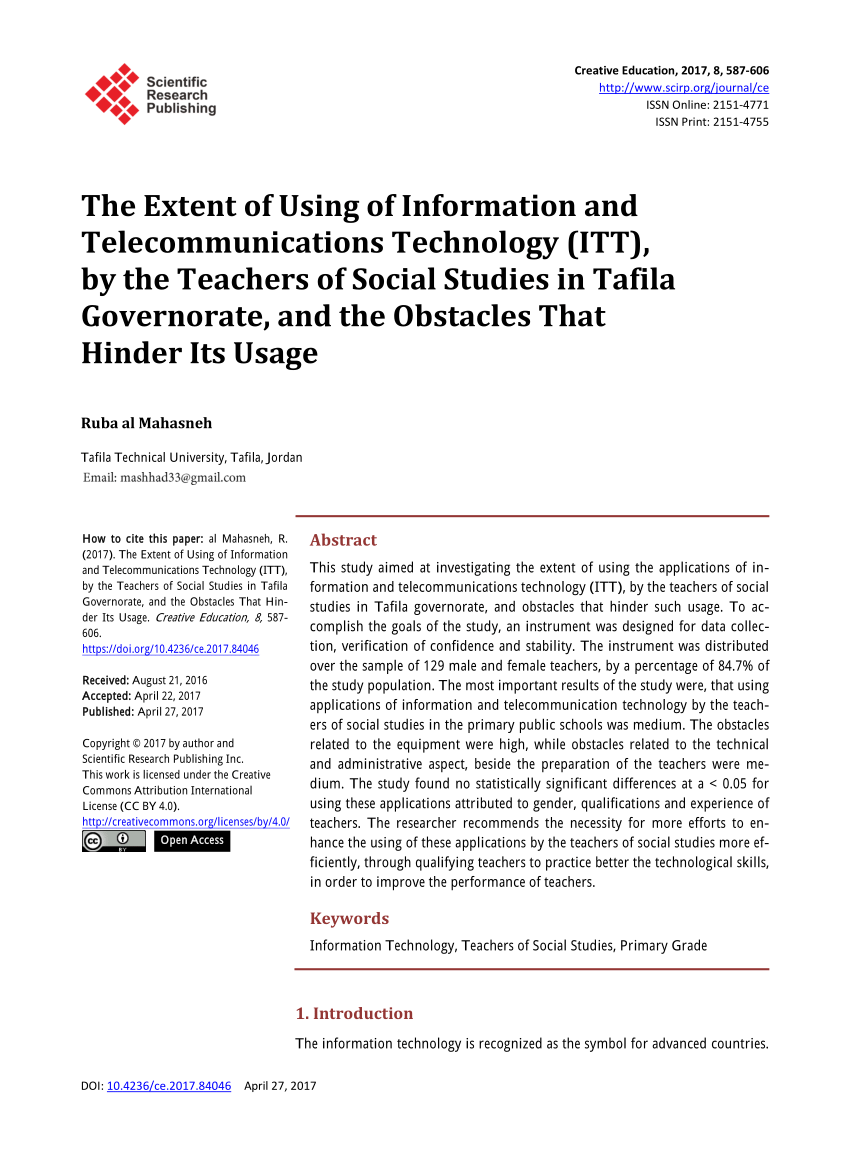 PDF) The Extent of Using of Information and Telecommunications ...