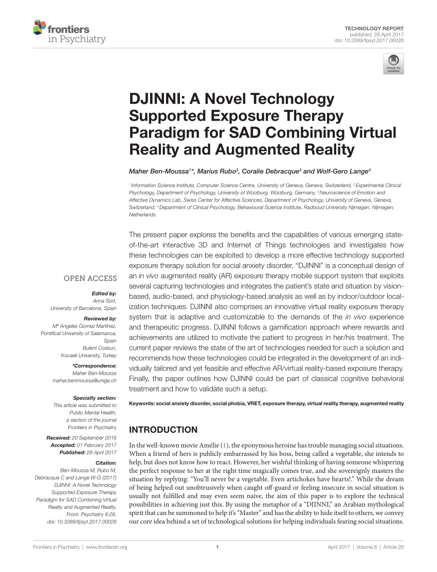 PDF) DJINNI: A Novel Technology Supported Exposure Therapy ...